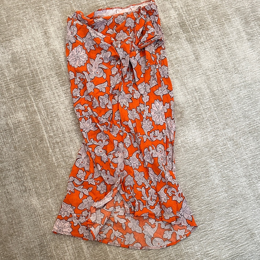 Zara Asymmetrical Skirt in Orange Floral